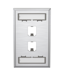CFPL2SY-PANDUIT-Placa de Pared Vertical, de Acero Inoxidable, Salida Para 2 Puertos Mini-Com, Con Espacios Para Etiquetas