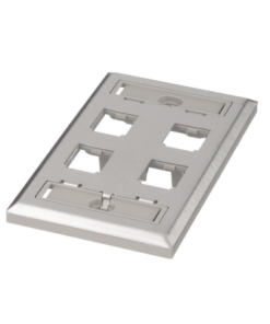 CFPL4SY-PANDUIT-Placa de Pared Vertical, de Acero Inoxidable, Salida Para 4 Puertos Mini-Com, Con Espacios Para Etiquetas
