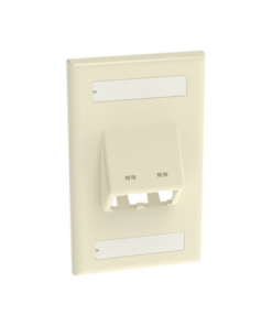 CFPSL2EIY-PANDUIT-Placa de Pared Vertical Clásica, Salida Para 2 Puertos Mini-Com Inclinados, Con Espacios Para Etiquetas, Color Marfil