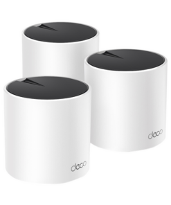 DECOX55-3PACK-TP-LINK-Kit 3 Routers Inalámbricos MESH Interior para Hogar / Doble Banda Wi-Fi 6 AX3000 Mbps / 3 Puerto Gigabit WAN/LAN / 2 Antenas Internas / Administración Mediante la App Deco (iOS, Android) / Protección HomeShield