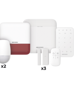 DS-PWA48-FULL-K(R)-HIKVISION-(AX PRO) KIT de Alarma AX PRO / Incluye: 1 Hub / 2 Sensores PIR / 3 Contactos Magnéticos mini / 1 Control Remoto / 1 Sirena Estrobo en color Rojo Inalámbrica Exterior /1 Teclado Inalámbrico / Wi-Fi / Compatible con Hik-Connect P2P