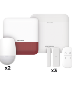 DS-PWA48-KSV2(R)-HIKVISION-(AX PRO) KIT de Alarma AX PRO con GSM (3G/4G) / Incluye: 1 Hub con bateria de respaldo / 2 Sensores PIR / 3 Contactos Magnéticos mini / 1 Control Remoto / 1 Sirena estrobo Roja Inalambrica Exterior  / WiFi / Compatible con Hik-Connect P2P
