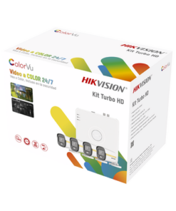 HK-1080-CV/A-HIKVISION-Kit TurboHD 1080p / DVR 4 Canales / 4 Cámaras Bala ColorVu con Micrófono Integrado / Fuente de Poder / Accesorios de Instalación
