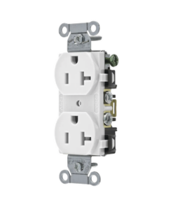 HUB-BR-20-WHI-HUBBELL-Contacto Dúplex 20 A, 125 V,  2 Polos, 3 Hilos, Cableado Posterior y  Lateral, Color Blanco (Nema 5-20R).