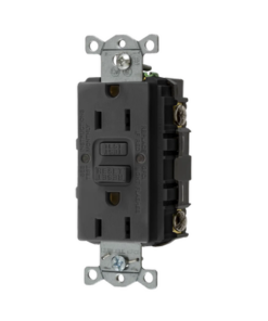 HUB-GFR-ST-15-BK-HUBBELL-Contacto de Auto-verificación GFCI con Interruptor de Falla a Tierra de 15 A 125 V 2 Polos, 3 Hilos Color Negro (Nema 5-15R), Grado Comercial.