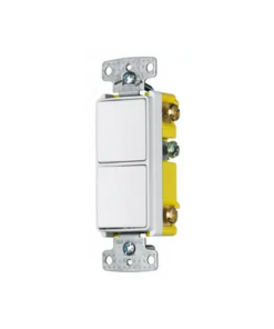 HUB-RCD-101W-HUBBELL-Interruptor Residencial 15 A 120-277 V, con 2 Bases Unipolares, Cableado lateral, Color Blanco.