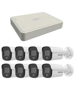 KIPCV2M/8B-HIKVISION-Kit IP 1080p (2 Megapixel) / NVR de 8 Canales con 8 Puertos PoE / 8 Cámaras IP Bala ColorVu Lite y ACUSENSE Lite / Micrófono Integrado