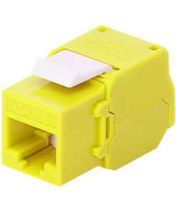 LP-KJ-610-TTYE-LINKEDPRO BY EPCOM-Módulo Jack Keystone Cat6 (Toolless), con Terminación en Ángulo 180 - Color Amarillo, Compatible con Faceplate y Patchpanel Linkedpro