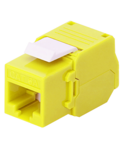 LPKJ6ATTYE-LINKEDPRO BY EPCOM-Módulo Jack Keystone Cat6A (Toolless), con Terminación en Ángulo 180 - Color Amarillo, Compatible con Faceplate y Patchpanel Linkedpro