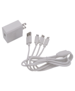 PL52C-EPCOM POWERLINE-Cargador de pared USB de 5 Vcc 2A / Multi-puertos / USB-C / Micro USB / Tipo C / Lightning (iPhone) / Extensión de cable 1.2 metros