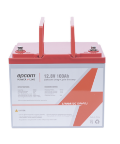 LI100A12C-EPCOM POWERLINE-Batería de Litio Ciclo Profundo, 12.8 Vcc 100Ah (LiFePO4 de Celdas Cilíndricas) , Solar, Marina, Máximo 100 A de Descarga