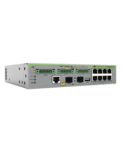 AT-GS980EM/10H-ALLIED TELESIS-Switch Gigabit L3, 8 puertos 1000T PoE++, 2 puertos 100/1000X SFP, 3 puertos entrada DC