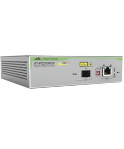 AT-PC2000/SP-960-ALLIED TELESIS-Convertidor de medios Gigabit Ethernet PoE+ a fibra óptica con puerto SFP Gigabit, la distancia y tipo de fibra óptica depende del transceptor