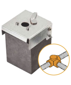 AT-W20/W20/TH-APLICACIONES TECNOLOGICAS-Molde de Grafito Horizontal Unión en T / Cable 2/0 AWG (70 mm²) / 70 Soldaduras / Acero Electrogalvanizado / Normativa UNE 21186