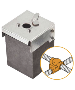 AT-W40/W40/XS-APLICACIONES TECNOLOGICAS-Molde de Grafito Horizontal Unión en Cruz / Cable 4/0 AWG (120 mm²) / 50 Soldaduras / Acero Electrogalvanizado / Normativa UNE 21186