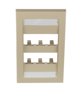 CFPE6EIY-PANDUIT-Placa de Pared Vertical Ejecutiva, Salida Para 6 Puertos Mini-Com, Con Espacios Para Etiquetas, Color Marfil