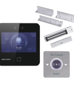 DS-KAS343-HIKVISION-Kit de Control de Acceso TODO INCLUIDO con Lector de Rostros, QRs y Tarjetas / 1,500 rostros / Compatible con App HIKConnect /Incluye Electroimán  Botón de Salida y Montajes Z y L para imán / HIK-IA