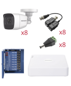 KESTG8T8BG/A-EPCOM-KIT TurboHD con Audio 1080p / DVR 8 Canales 1080p lite / 8 Cámaras Bala (exterior 2.8 mm) / Transceptores / Conectores / Fuente de Poder / AUDIO POR COAXITRON