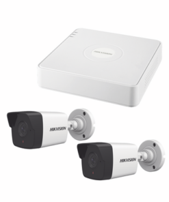 KIPCSTART-HIKVISION-Kit IP 1080p (2 Megapixel) / NVR de 4 Canales con 4 Puertos PoE / 2 Cámaras Bala IP con Microfono Integrado / ColorVu Lite y ACUSENSE Lite
