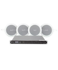 SF120DTB/4CS-EPCOM PROAUDIO-KIT de Amplificador de 120W para Rack | 4 Altavoces de Plafón de 4in | 3 - 6W | Sistema 70/100V
