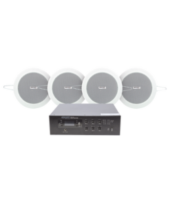 SFB120/4CS-EPCOM PROAUDIO-KIT de Amplificador de 120W para Escritorio | 4 Altavoces de Plafón de 4in | 3 - 6W | Sistema 70/100V