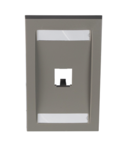 CFPE1IGY-PANDUIT-Placa de Pared Vertical Ejecutiva, Salida Para 1 Puerto Mini-Com, Con Espacios Para Etiquetas, Color Gris