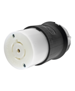 HUB-HBL-2513-HUBBELL-Conector Industrial con Bloqueo de Media Vuelta / 20 A 120/208 V CA / 4 Polos 5 Hilos / Color Blanco y Negro / Nema L21-20R/ Grado Industrial.