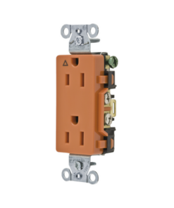 HUB-IG15DR-HUBBELL-Contacto Dúplex Conexión a Tierra Aislada/ 15A 125V/ 2 polos 3 Hilos/ Nema 5-15R /Grado Comercial Decorativo/ Color Naranja.