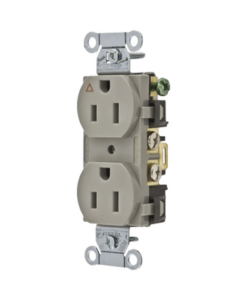 HUB-IG-5252GY-HUBBELL-Contacto Dúplex Conexión a Tierra Aislada/ 15 A 125 V/ 2 Polos 3 Hilos/ Color Gris/ Nema 5-15R/ Grado Comercial.