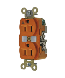 HUB-IG5262-HUBBELL-Contacto Dúplex Conexión a Tierra Aislada 15A 125V/ 2 Polos 3 Hilos/ Color Naranja/ Nema 5-15R/ Grado Industrial.