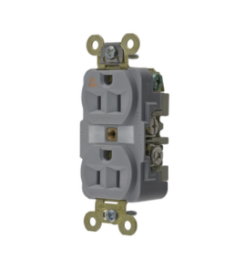 HUB-IG-5262GY-HUBBELL-Contacto Dúplex Conexión a Tierra Aislada 15A 125V/ 2 Polos 3 Hilos/ Color Gris/ Nema 5-15R/ Grado Industrial.