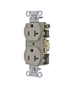 HUB-IG5352GY-HUBBELL-Contacto Dúplex Conexión a Tierra Aislada/ 20 A 125 V/ 2 polos 3 Hilos/ Color Gris/ Nema 5- 20R/ Grado Comercial.