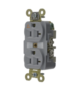 HUB-IG5362GY-HUBBELL-Contacto Dúplex Conexión a Tierra Aislada/ 20 A 125 V/ 2 polos 3 Hilos/ Color Gris/ Nema 5- 20R/ Grado Industrial.