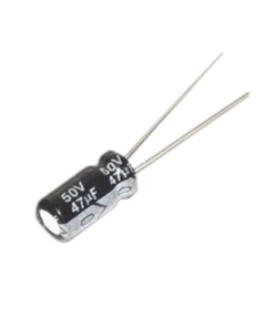 CE47/50V-SYSCOM-Capacitor Electrolítico de Aluminio, Radial de 47 µFd, 50 Vcc, 105 °C, 6.3 x 11 mm.