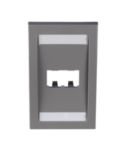CFPE2IGY-PANDUIT-Placa de Pared Vertical Ejecutiva, Salida Para 2 Puertos Mini-Com, Con Espacios Para Etiquetas, Color Gris