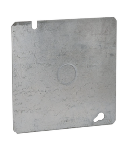 HUB-833-RACO-Tapa Cuadrada Plana de  Acero Galvanizado con Entrada de 1/2"  para Caja de 4 11/16".