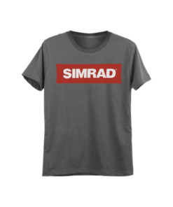 PLA-SIM-MD-SIMRAD-Playera gris talla mediana con logo de SIMRAD.