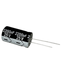 CE2200/25V-SYSCOM-Capacitor Electrolítico en Aluminio, Radial de 2200 µFd, 25 Vcc, 105 °C, 13 x 25 mm.