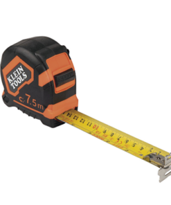 9375-KLEIN TOOLS-Flexómetro (Cinta de Medir) de 7.5 m con Gancho doble Magnético. Graduada por Ambos Lados y Freno de Alta Velocidad. De Uso Rudo