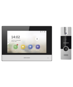 DS-KIS302-P-HIKVISION-Kit de Videoportero Híbrido de Plastico / IP a 4 Hilos con Función de Llamada a App Hik-Connect / Monitor se Conecta a Internet por Cable o WiFi y por 4 Hilos al Frente de Calle / Expandible a Mas Equipos 