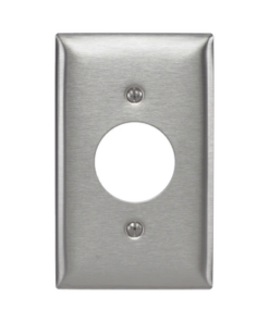 HUB-SS7-HUBBELL-Placa para Receptáculo Sencillo de 15 y 20 A de Entrada Recta y  para Receptáculo de 15 A de Media Vuelta/ 1.4" (35.56 mm) / Acero Inoxidable.