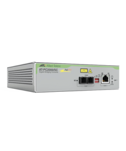 AT-PC2000/SC-960-ALLIED TELESIS-Convertidor de medios Gigabit Ethernet PoE+ a fibra óptica, conector SC, multimodo (MMF), distancia hasta 550 m