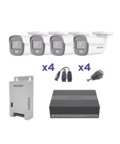 EKH1080PL4BC-HIKVISION-KIT COLORVU TURBOHD 1080p Lite / DVR 4 Canales con almacenamiento 300GB(eSSD) / 4 Cámaras Bala ColorVu con Micrófono/ Transceptores / Conectores / Fuente de Poder Profesional