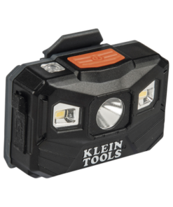 56048-KLEIN TOOLS-Lámpara Luz LED Frontal Recargable de 400 Lúmenes, Apagado Automático, con Correa de Tela, Adaptable y Ajustable a Gorros, Cascos, Cachuchas  o directo a Frente Humana (Tipo Minero)