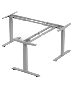 EM33-3A3-EPCOM INDUSTRIAL-Base de Escritorio Motorizado Profesional Tipo L (3 Columnas) / Altura Ajustable 60-125cm / Estructura Estable / Funcionamiento Suave / 4 Preset de Posiciones / Color Gris / Soporta hasta 150Kg de carga 