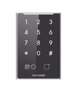 DS-K1109EKB-QR-HIKVISION-Lector de Tarjetas PROX EM y de Códigos QR / Teclado para Contraseña / Compatible con Controladores DSK2600 Series Hikvision / Comunicación RS485 y WIEGAND / IP65