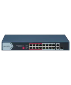 DS-3E0318P-E/M(C)-HIKVISION-Switch PoE+ / No Administrable / 16 Puertos 10/100 Mbps PoE+ / 2 Puertos 1000 Mbps Uplink / 1 Puerto SFP Uplink / Modo Extendido hasta 300 Metros / 130 W