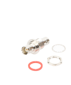 RFB-1135-RF INDUSTRIES,LTD-Adaptador Doble BNC Hembra para Chasis, Hermético y de Montaje en D-Plano, Níquel/ Oro/ Delrin.