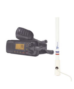 UM-385BK/KIT5206-UNIDEN-Kit de radio UM385BK | mas antena marina de fibra de vidrio TX-5206-SYS y soporte para antena 4186