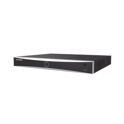 DS-7616NXI-K2-HIKVISION-NVR 12 Megapixel (4K) / 16 canales IP / AcuSense (Evita Falsas Alarmas) / Reconocimiento Facial / 2 Bahías de Disco Duro / HDMI en 4K / Sin Puertos PoE+ / Alarmas I/O